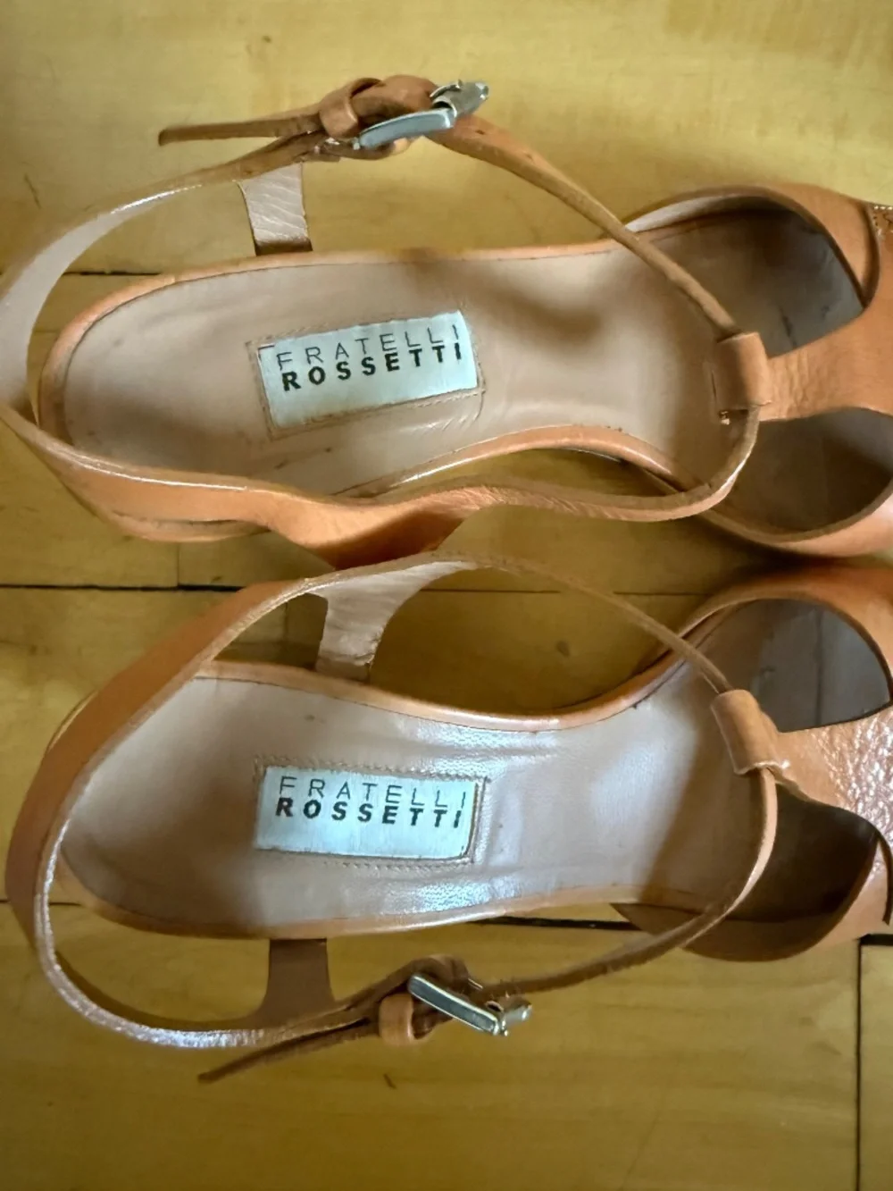 Fratelli Rossetti Siviglia Cognac Leather T-Strap Sandals sz 36